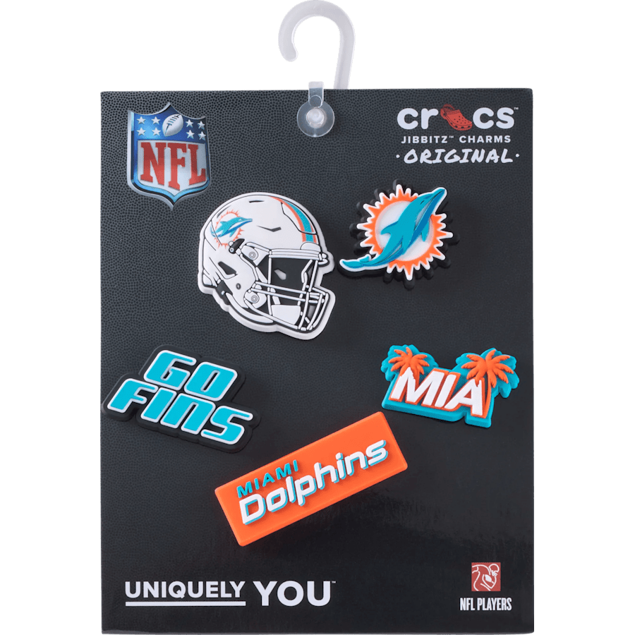 Crocs outlet | NFL Miami Dolphins 5 Pack Jibbitz Shoe Charm