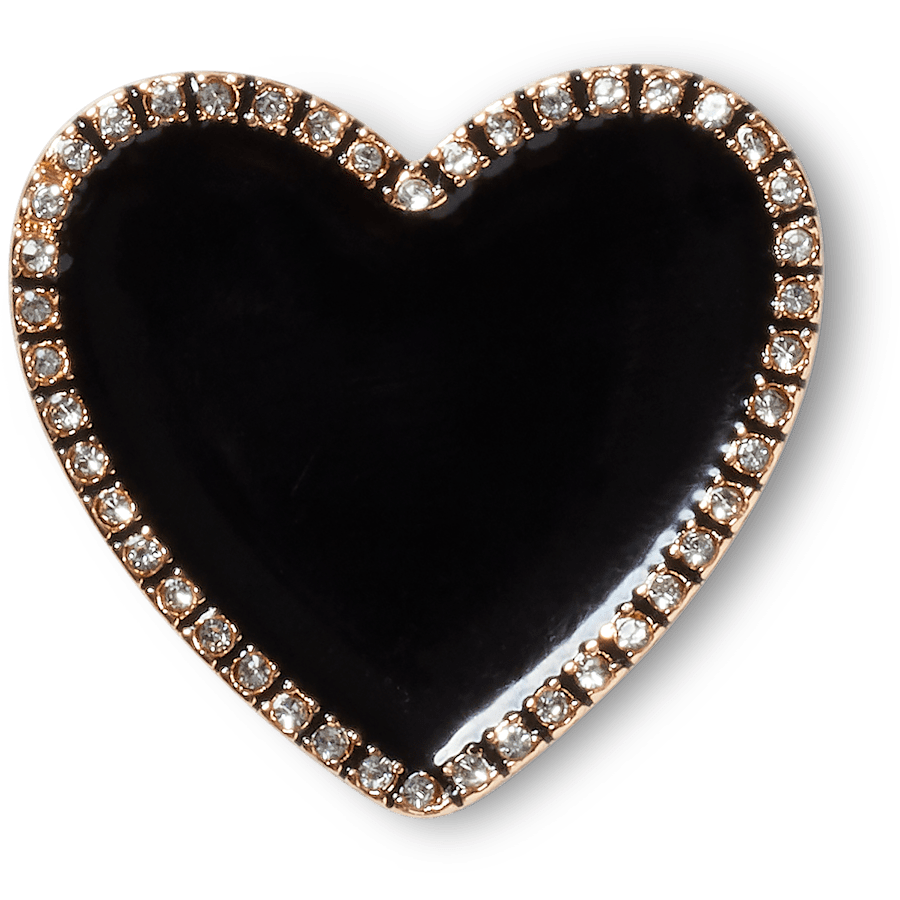Crocs on sale | Black Heart with Gold Outline Jibbitz™ charms