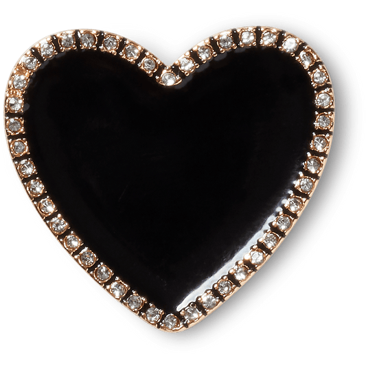 Crocs on sale | Black Heart with Gold Outline Jibbitz™ charms