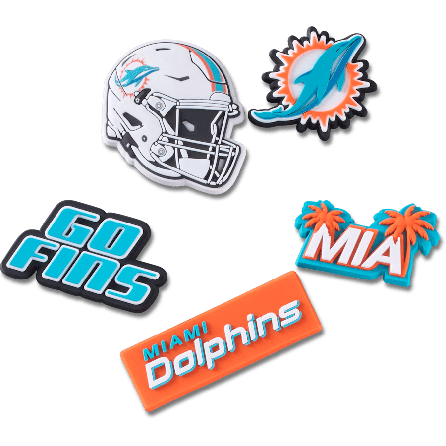 Crocs outlet | NFL Miami Dolphins 5 Pack Jibbitz Shoe Charm