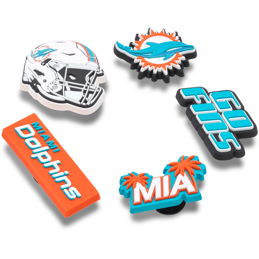 Crocs outlet | NFL Miami Dolphins 5 Pack Jibbitz Shoe Charm