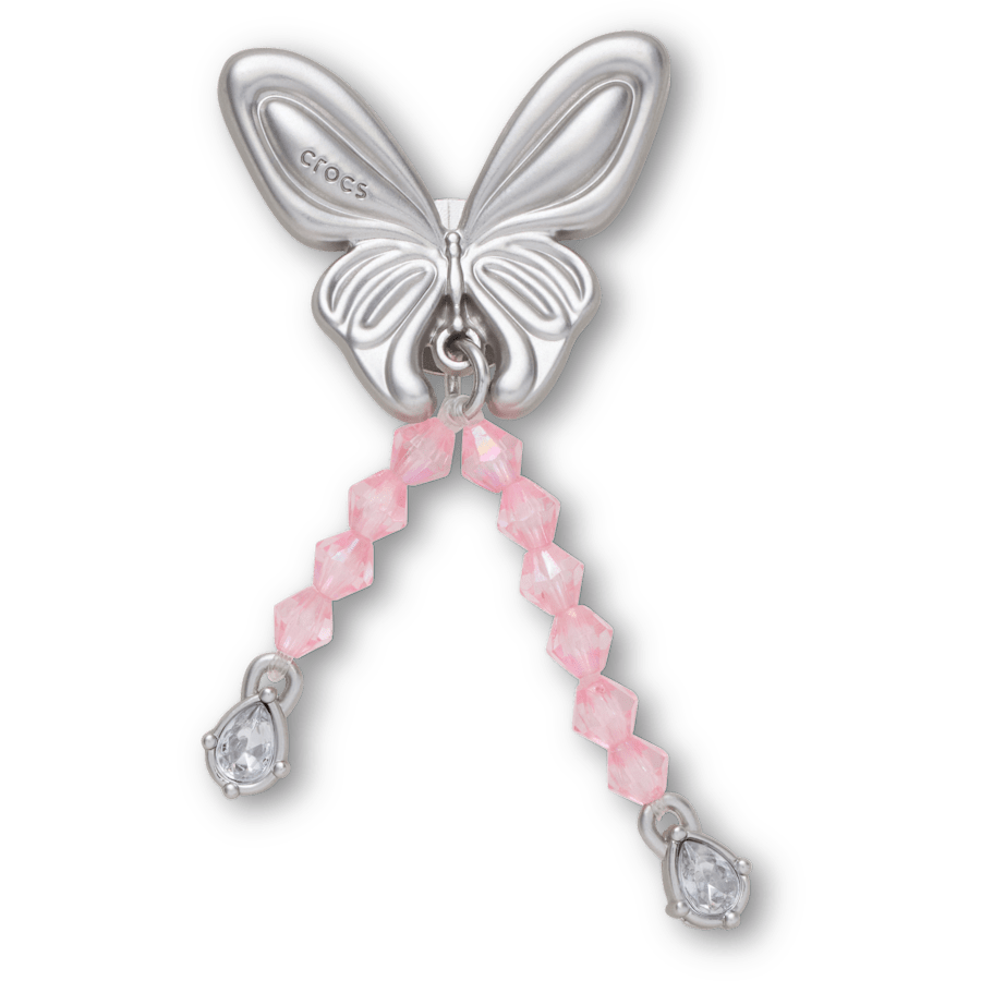 Crocs outlet | Silver Beaded Meta Butterfly Jibbitz™ charms