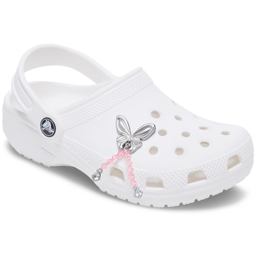 Crocs outlet | Silver Beaded Meta Butterfly Jibbitz™ charms